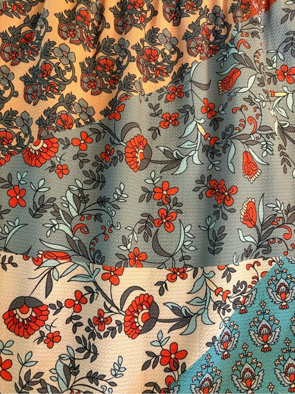 BOHO Printed Patchwork Smocked Waist Maxi Skirt size M - Picture 8 of 11